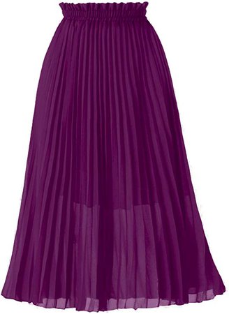 GOOBGS Women's Pleated A-Line High Waist Swing Flare Midi Skirt at Amazon Women’s Clothing store