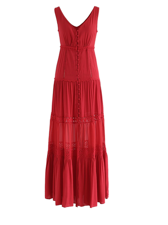 ruby red sheer boho dress