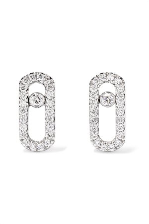 Messika Move Uno 18-karat white gold diamond earrings