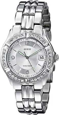 GUESS Silver-Tone Bracelet Watch with Date Feature. Color: Silver-Tone (Model: G75511M): Guess
