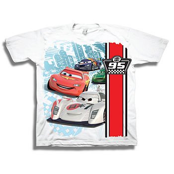Disney Toddler Boys Graphic Tees Boys Crew Neck Short Sleeve Cars Graphic T-Shirt-Toddler, Color: White - JCPenney