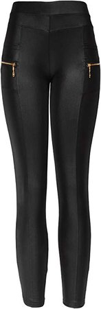KMystic Sexy Faux Leather Designs Leggings (Small/Medium, Biker) at Amazon Women’s Clothing store
