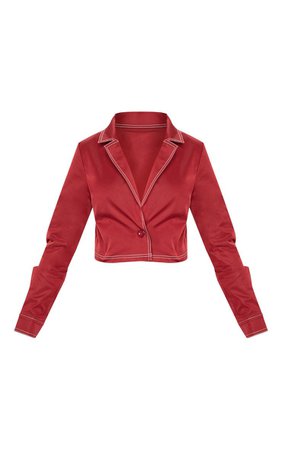 Burgundy Stitch Jacket | Coats & Jackets | PrettyLittleThing