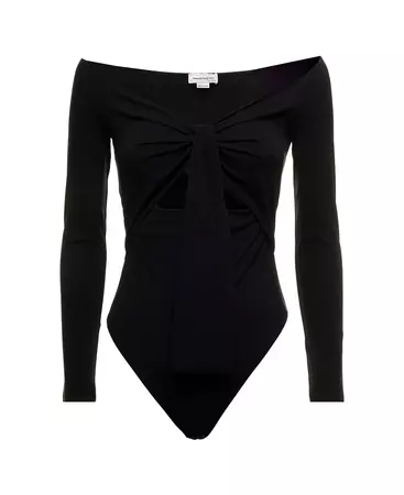 Alexander McQueen Black Stretch Fabric Body With Cut Out Inserts Woman | italist, ALWAYS LIKE A SALE