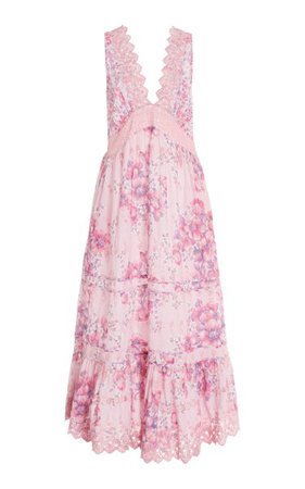 Oakley Lace-Trimmed Floral Cotton Maxi Dress By Loveshackfancy | Moda Operandi