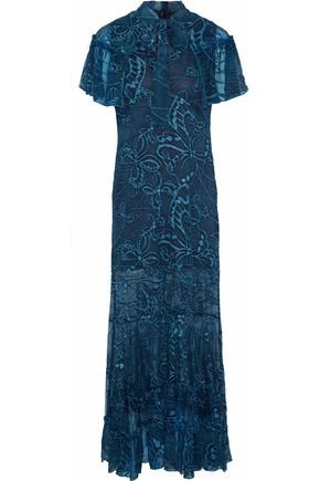 Anna Sui- Cape-effect embroidered silk-chiffon gown