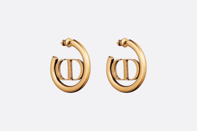 30 Montaigne Hoop Earrings Antique Gold-Finish Metal - products | DIOR