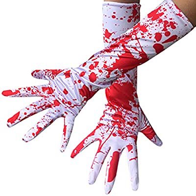 blood splattered white gloves