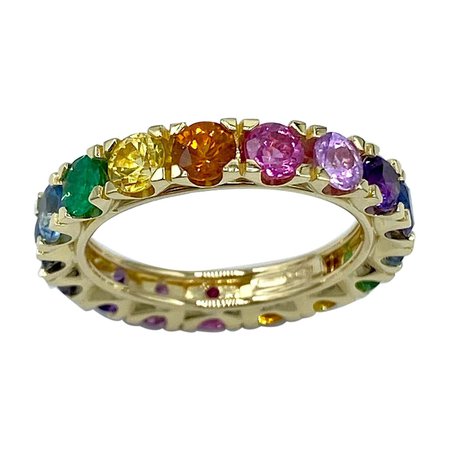 Elisa Pozza by PETRONILLA Rainbow Gemstone 18 Karat Gold Ring