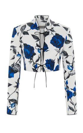 Floral-Printed Cropped Jacket By Rasario | Moda Operandi