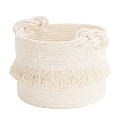 Amazon.com: CherryNow Small Woven Storage Baskets Cotton Rope Decorative Hamper for Diaper, Blankets, Magazine and Keys, Cute Tassel Nursery Decor - Home Storage Container – 9.5'' x 7'' : תינוק