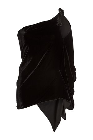 One-Shoulder Velvet Top with Silk Gr. UK 12