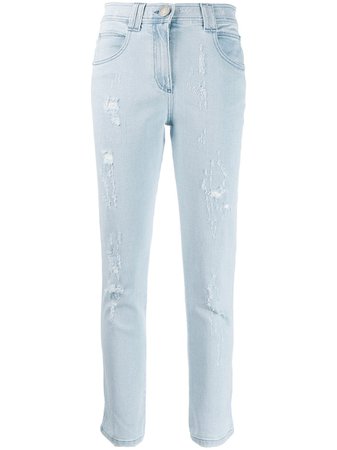 Blue Balmain Washed Slim Fit Jeans | Farfetch.com