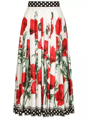 Dolce & Gabbana poppy-print high-waisted Skirt - Farfetch
