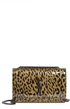 Kate Glitter Leopard Leather Shoulder Bag