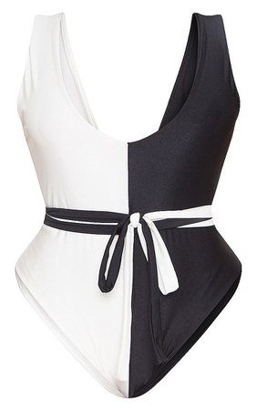 Plus Monochrome Two Tone Swimsuit | PrettyLittleThing USA
