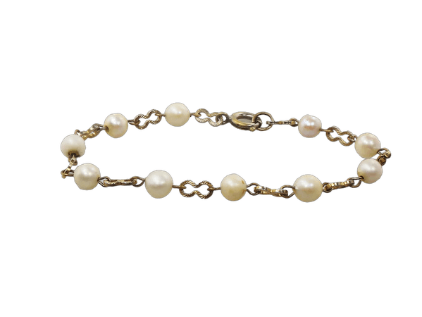Vintage Gold Tone Pearl Bracelet, Germany Genuine Pearl Costume Bracelet, Bridal Bracelet, June Birthstone Bracelet 7.5"