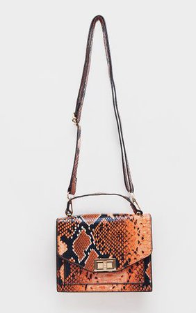 Orange Snake Cross Bag | Accessories | PrettyLittleThing