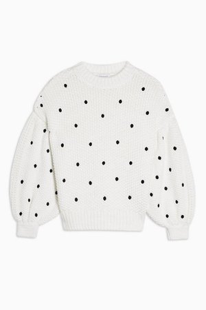 Ivory Spot Embroidered Sweater | Topshop