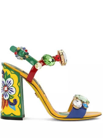 Dolce & Gabbana colour-block rhinestone-embellished sandals