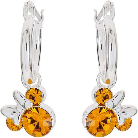 Amazon.com: Disney Minnie Mouse Silver Plate Brass Crystal Birthstone Hoop Earrings: November