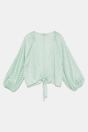 KNOTTED POLKA DOT JACQUARD TOP - View All-SHIRTS | BLOUSES-WOMAN | ZARA United States