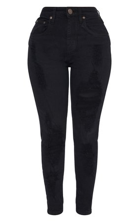 Shape Black Extreme Rip Skinny Jeans | PrettyLittleThing USA