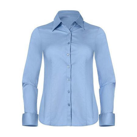 Button Down Shirts for Women, Fitted Long Sleeve Tailored Shirt Blouse (X-Large, Blue) - Walmart.com