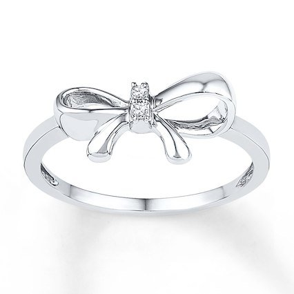 Kay - Bow Ring Diamond Accents Sterling Silver