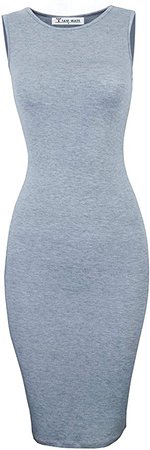 TAM WARE Women's Classic Slim Fit Sleeveless Midi Dress TWCWD051-GRAY-US M/L(Tag Size L) at Amazon Women’s Clothing store