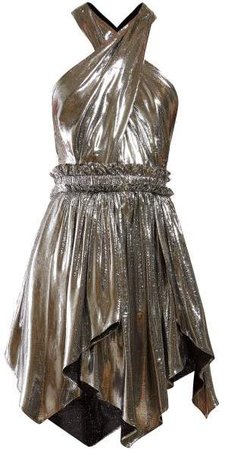 Kary Metallic Crepe Mini Dress - Womens - Silver