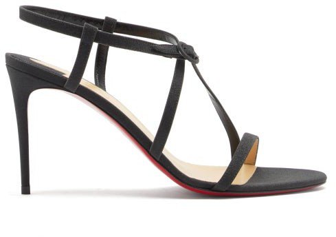 Selima Glittered-leather Sandals - Black