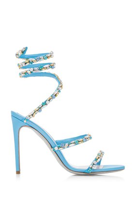 Crystal-Embellished Satin Sandals by Rene Caovilla | Moda Operandi