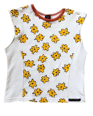 80s yellow floral top