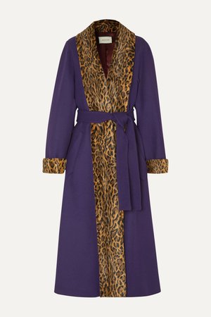 Purple Leopard-print faux fur-trimmed wool-blend coat | Gucci | NET-A-PORTER