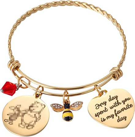 Amazon.com: Kvekstio Classic Winnie The Pooh and Piglet Quote Any Day Spent with You is My Favorite Day Friendship Honey Bee Charm Gold Bangle Bracelet for Women: Clothing, Shoes & Jewelry