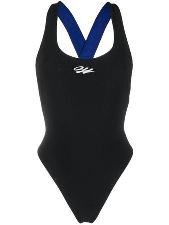 Shop Off-White logo-strap swimsuit with Express Delivery - FARFETCH