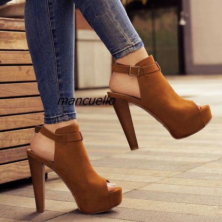 Elegant-Brown-Peep-Toe-Chunky-Heel-Sandals-Sexy-Slingback-Buckle-Style-Block-Heel-Platform-Sandals-Trendy.jpg (564×564)