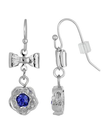 2028 Silver-Tone Blue Flower Bow Drop Earrings & Reviews - Earrings - Jewelry & Watches - Macy's