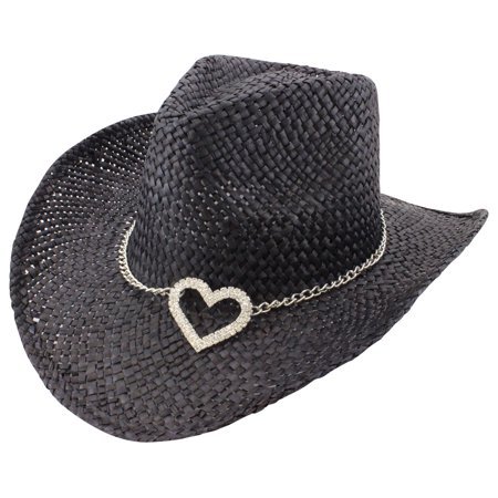 Cowboy Hat Rhinestone Heart (Black)