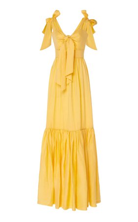 Linen Tie Front Cut-Out Dress With Bow-Tie Straps by Costarellos | Moda Operandi
