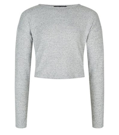 Girls Grey Marl Rib Fine Knit Jumper | New Look