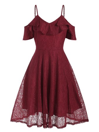 [43% OFF] Cold Shoulder Lace Cami Dress | Rosegal