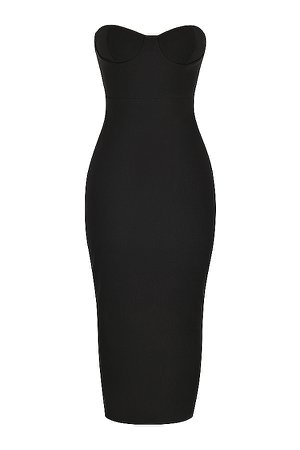 Clothing : Maxi Dresses : 'Lucia' Black Strapless Corset Maxi Dress