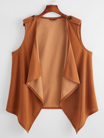 Plus Solid Waterfall Vest Coat | SHEIN USA