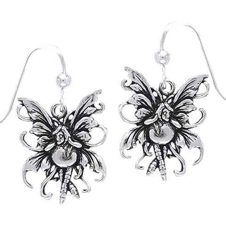 White Bronze Bubble Rider Fairy Earrings - PS-WZTE2075 - Medieval Collectibles