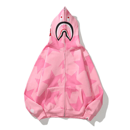 pink bape star hoodie
