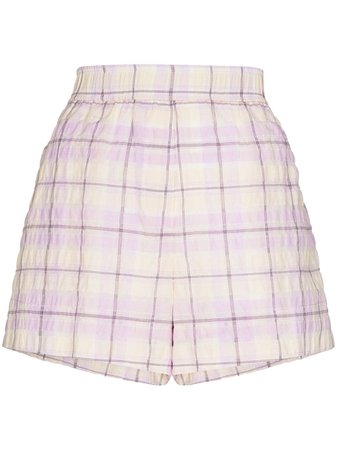 GANNI check-pattern elasticated-waist shorts