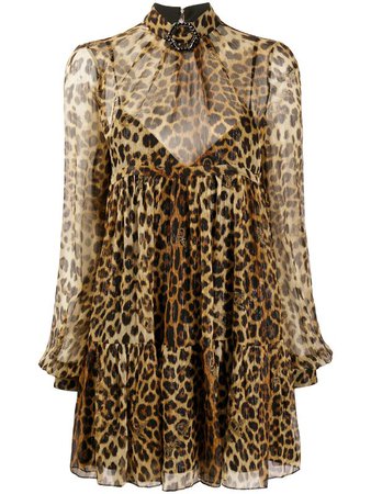 Shop black & brown Philipp Plein sheer leopard print dress with Express Delivery - Farfetch