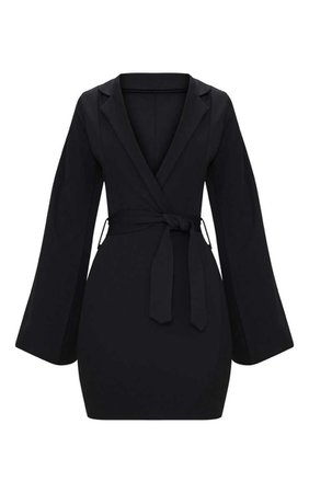 Black Split Sleeve Blazer Dress | PrettyLittleThing